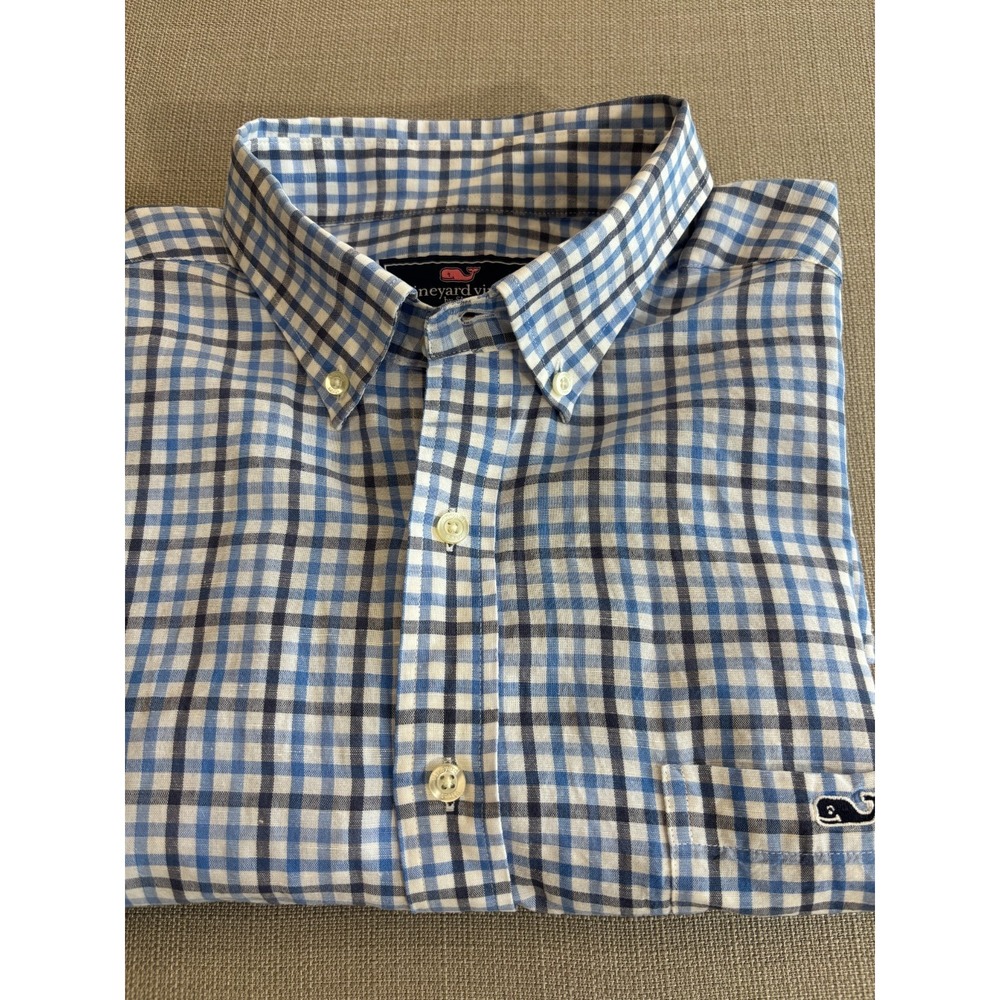 Vineyard Vines Men's Long Sleeve Slim Fit Tucker Linen Blend Button Down Size XL